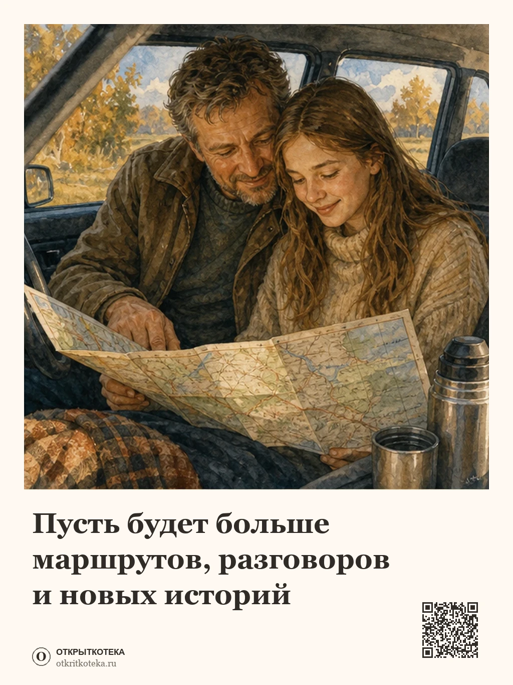 Отец и дочь рассматривают карту перед поездкой