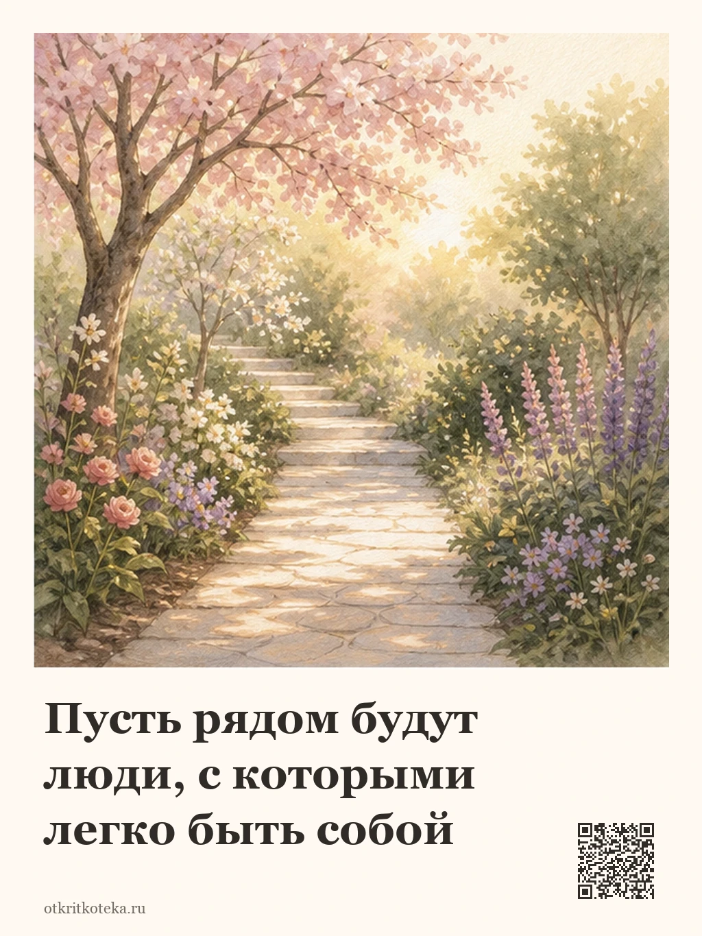 Солнечная дорожка в цветущем саду
