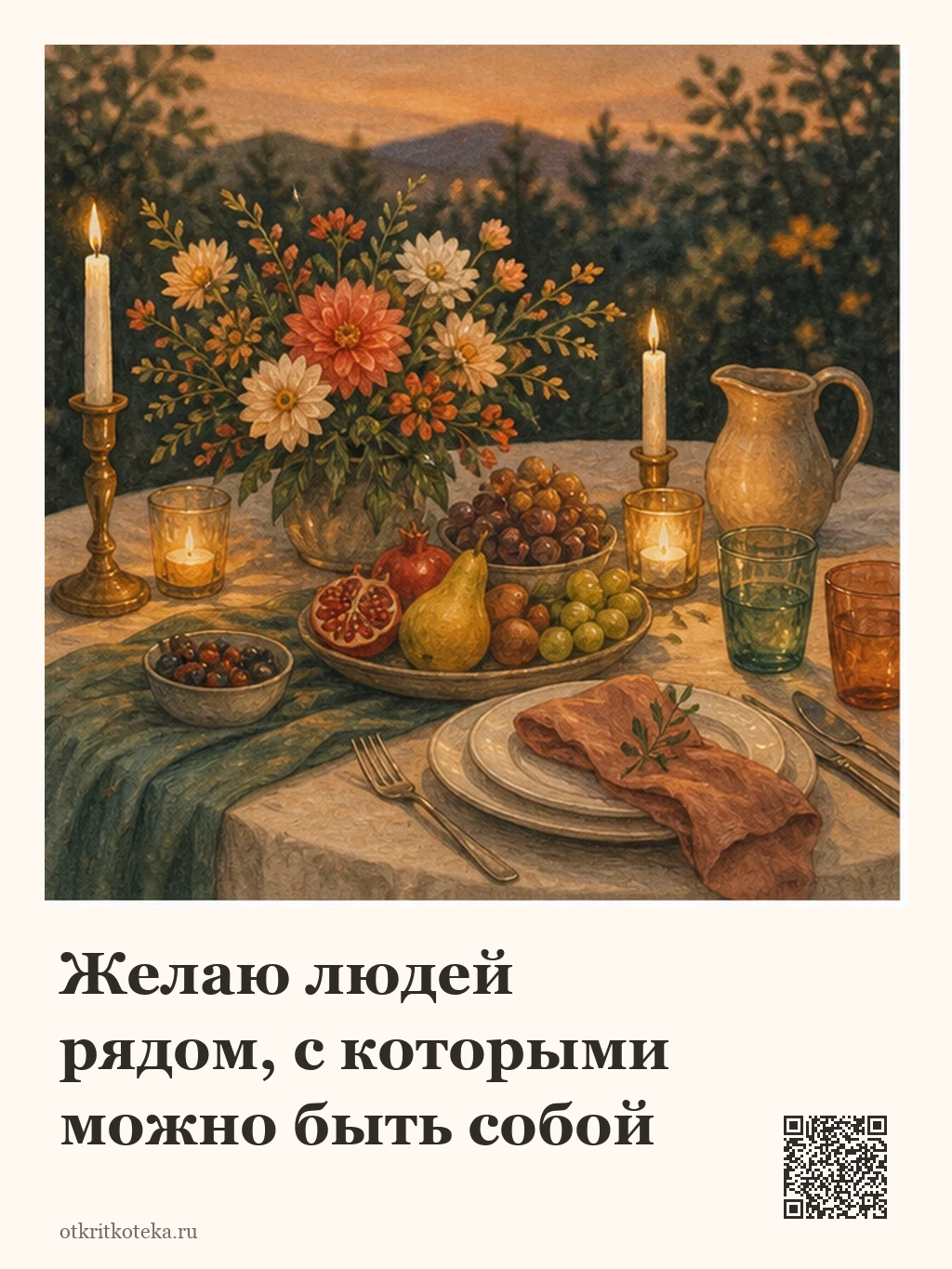 Небольшой праздничный стол в вечернем саду