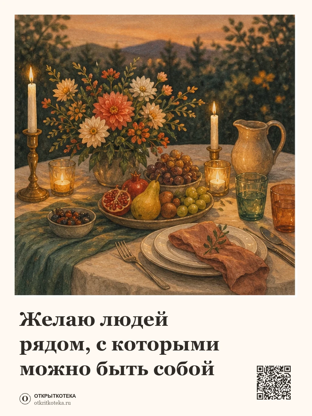 Небольшой праздничный стол в вечернем саду