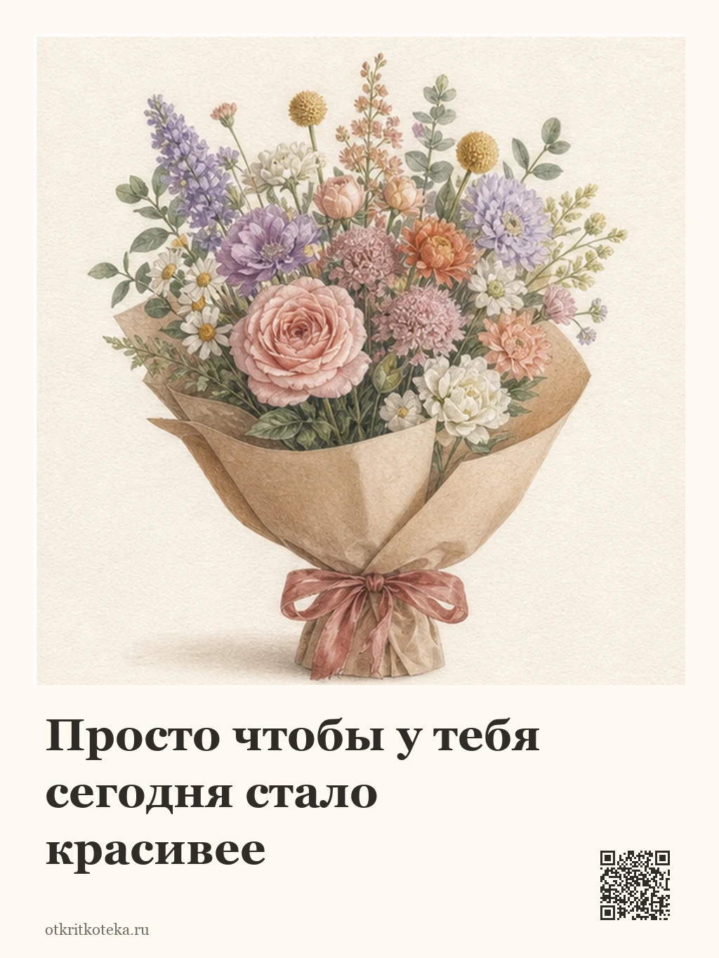 Сезонный букет в крафтовой бумаге