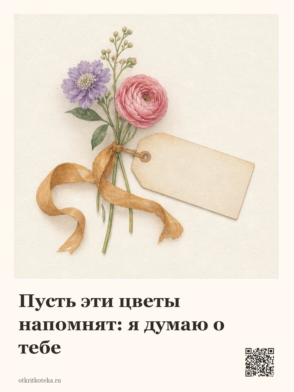 Небольшой букет с чистой подарочной карточкой