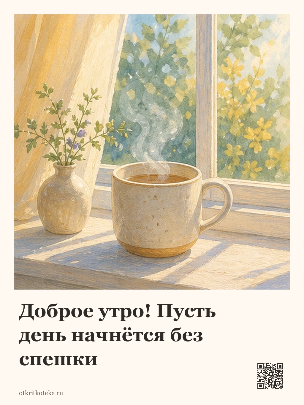 Чашка горячего напитка у солнечного окна