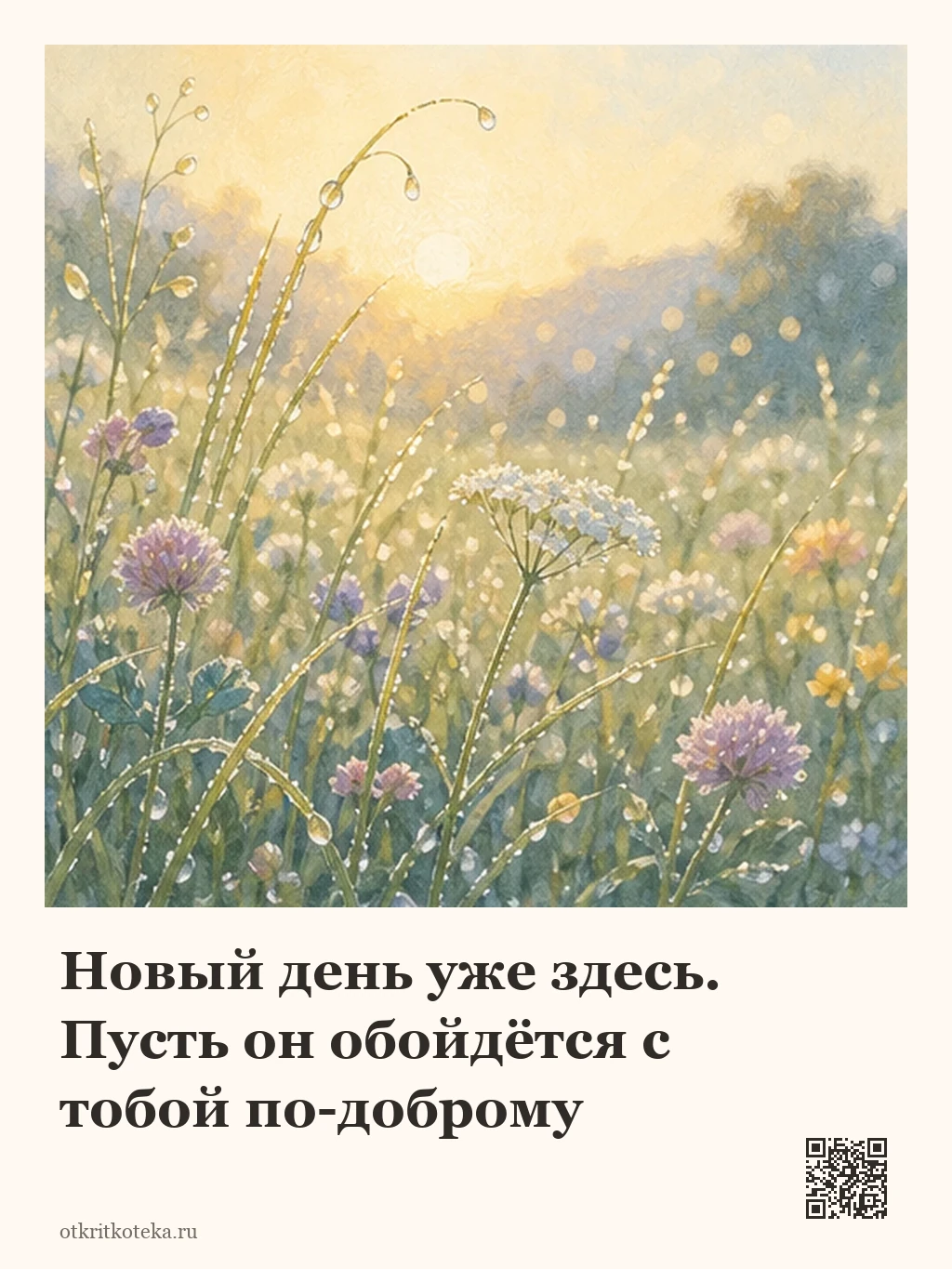 Луговые цветы в утренней росе
