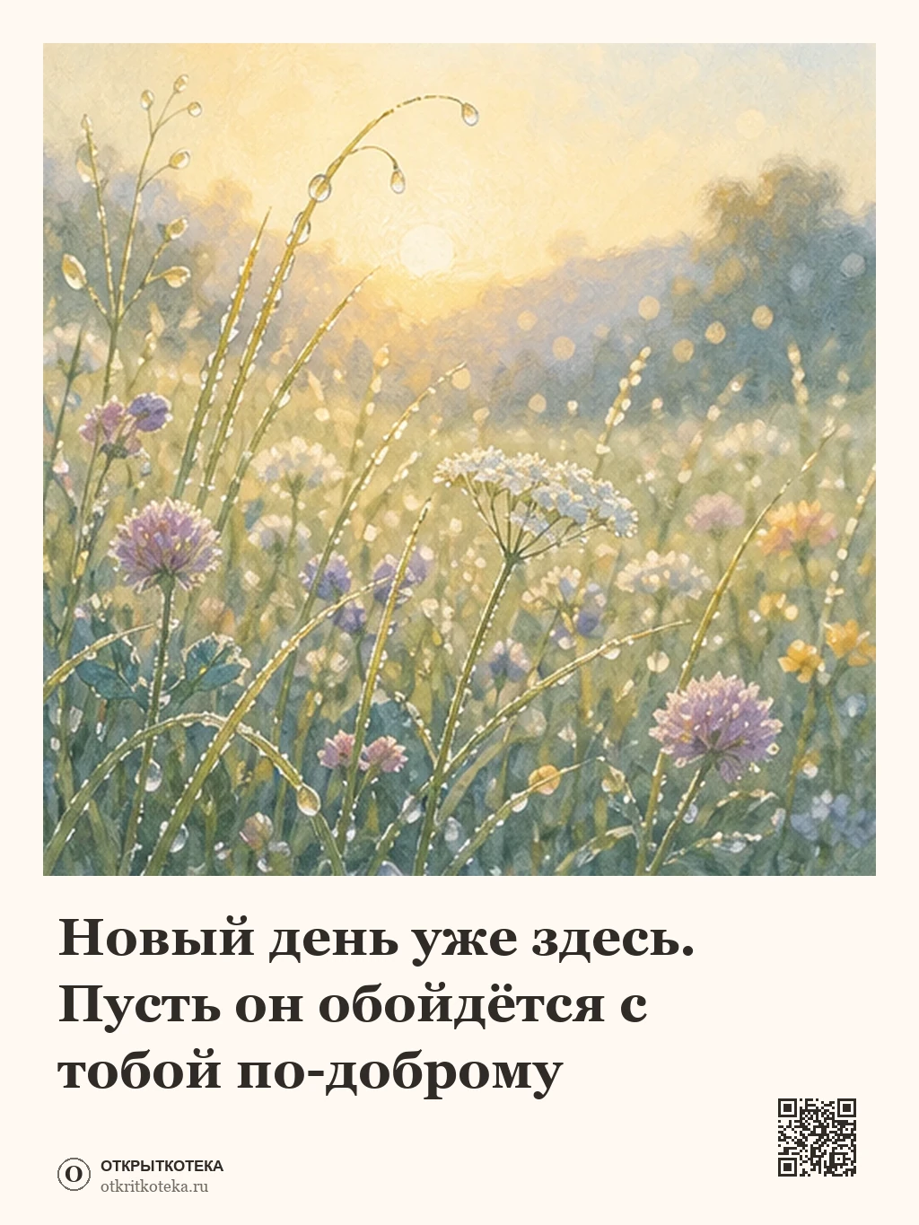 Луговые цветы в утренней росе