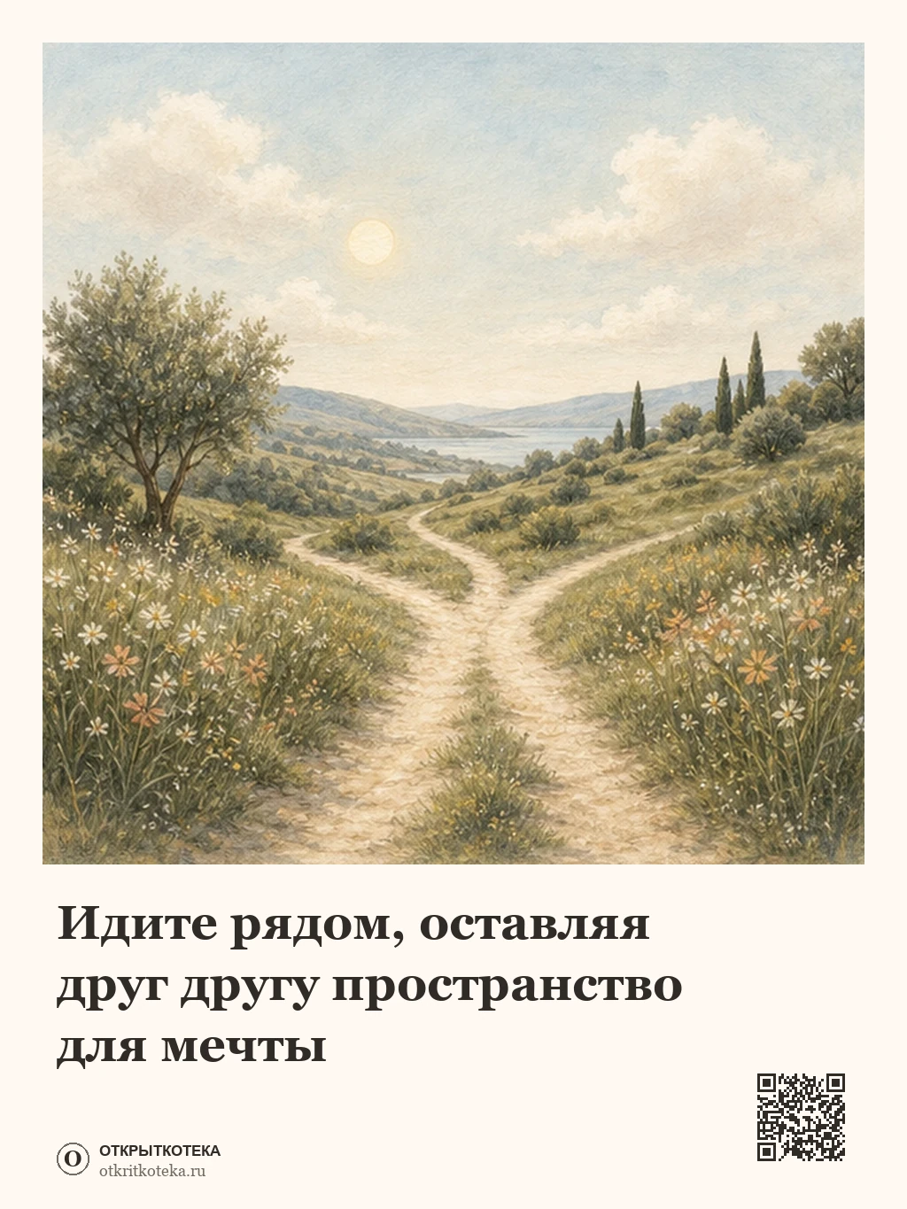 Две дорожки соединяются в одну среди холмов