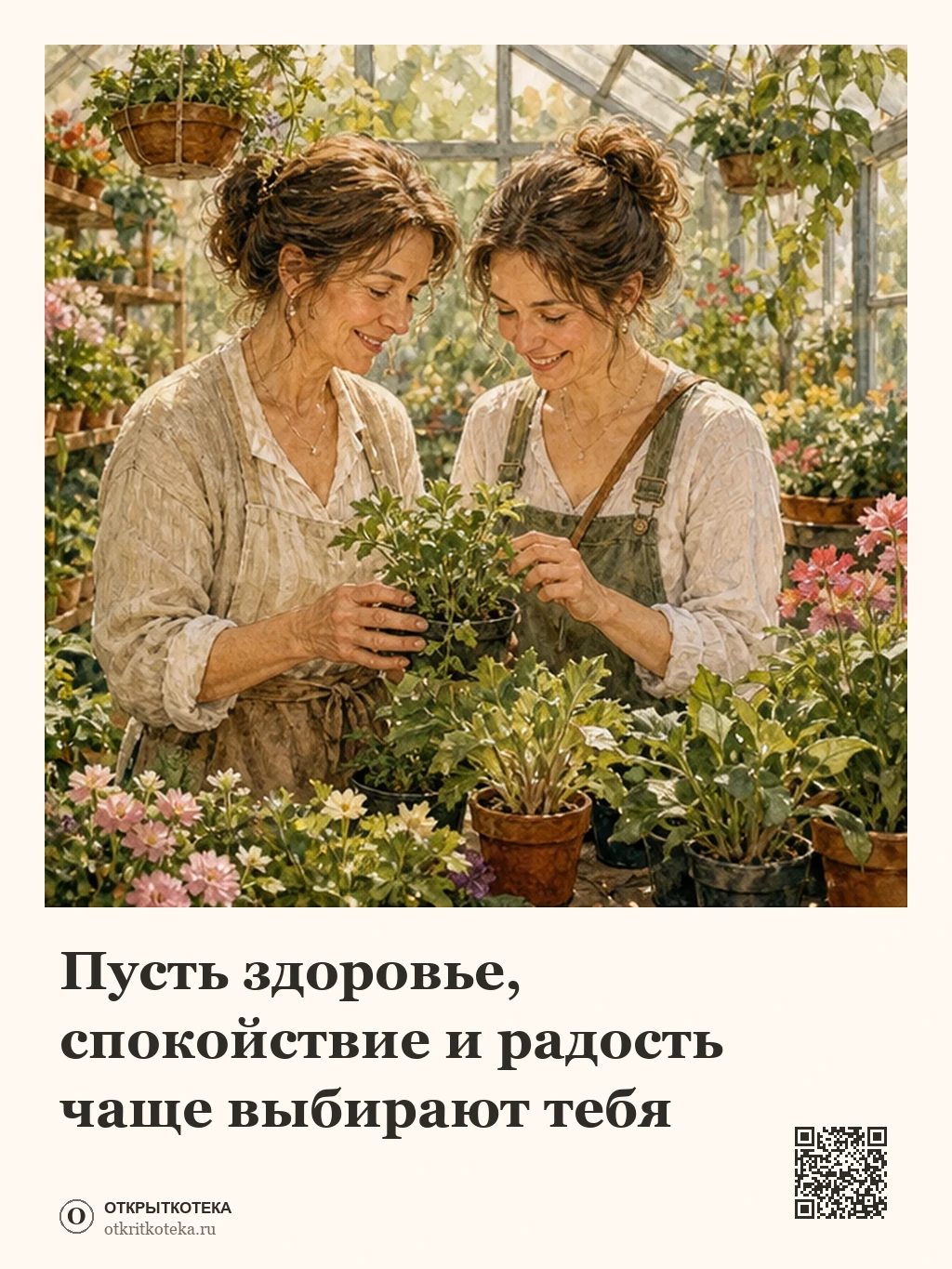 Мама и взрослая дочь выбирают растения в солнечной оранжерее