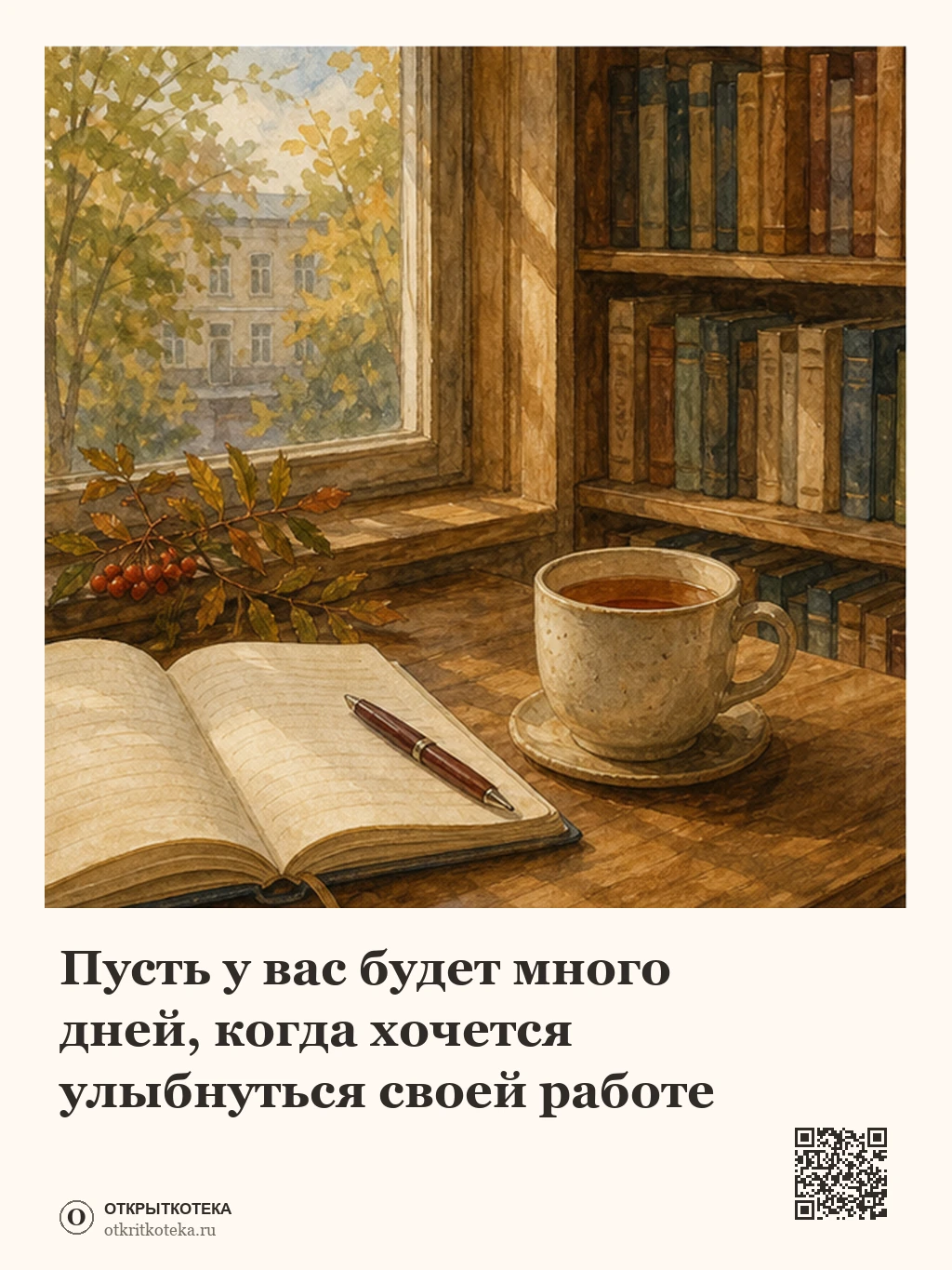 Книги и осенний лист в библиотеке