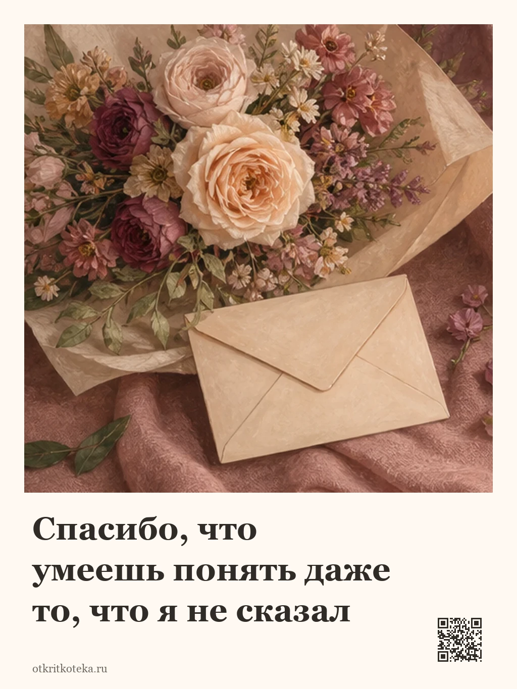 Нежный букет и конверт для мамы