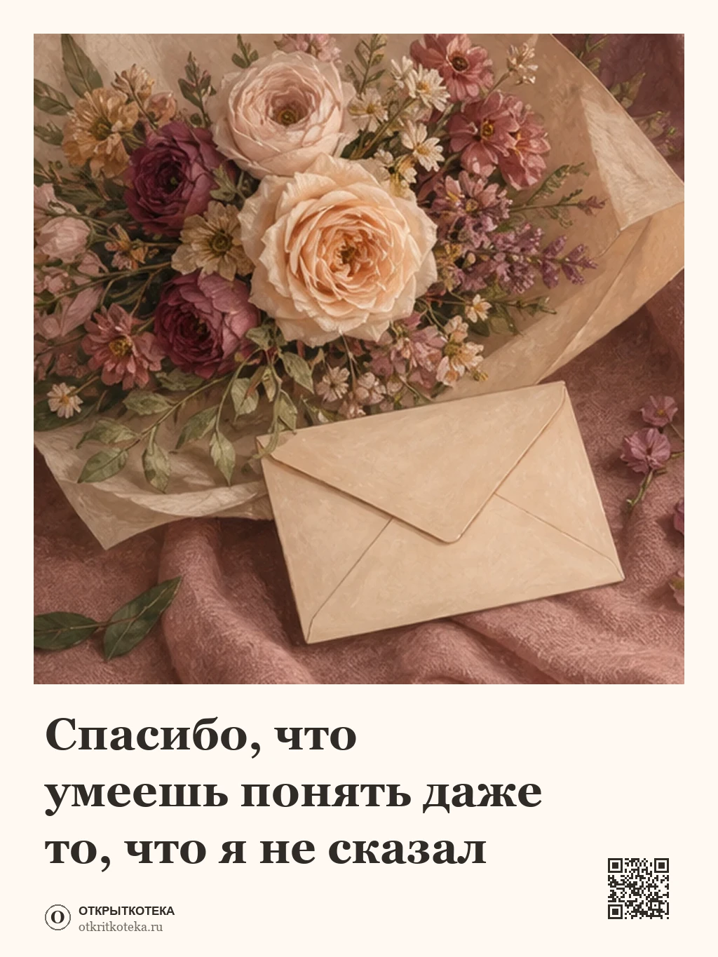 Нежный букет и конверт для мамы