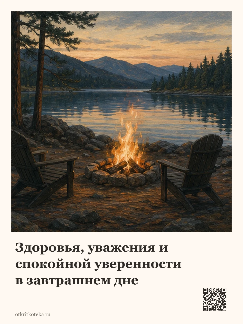 Костёр у тихого горного озера