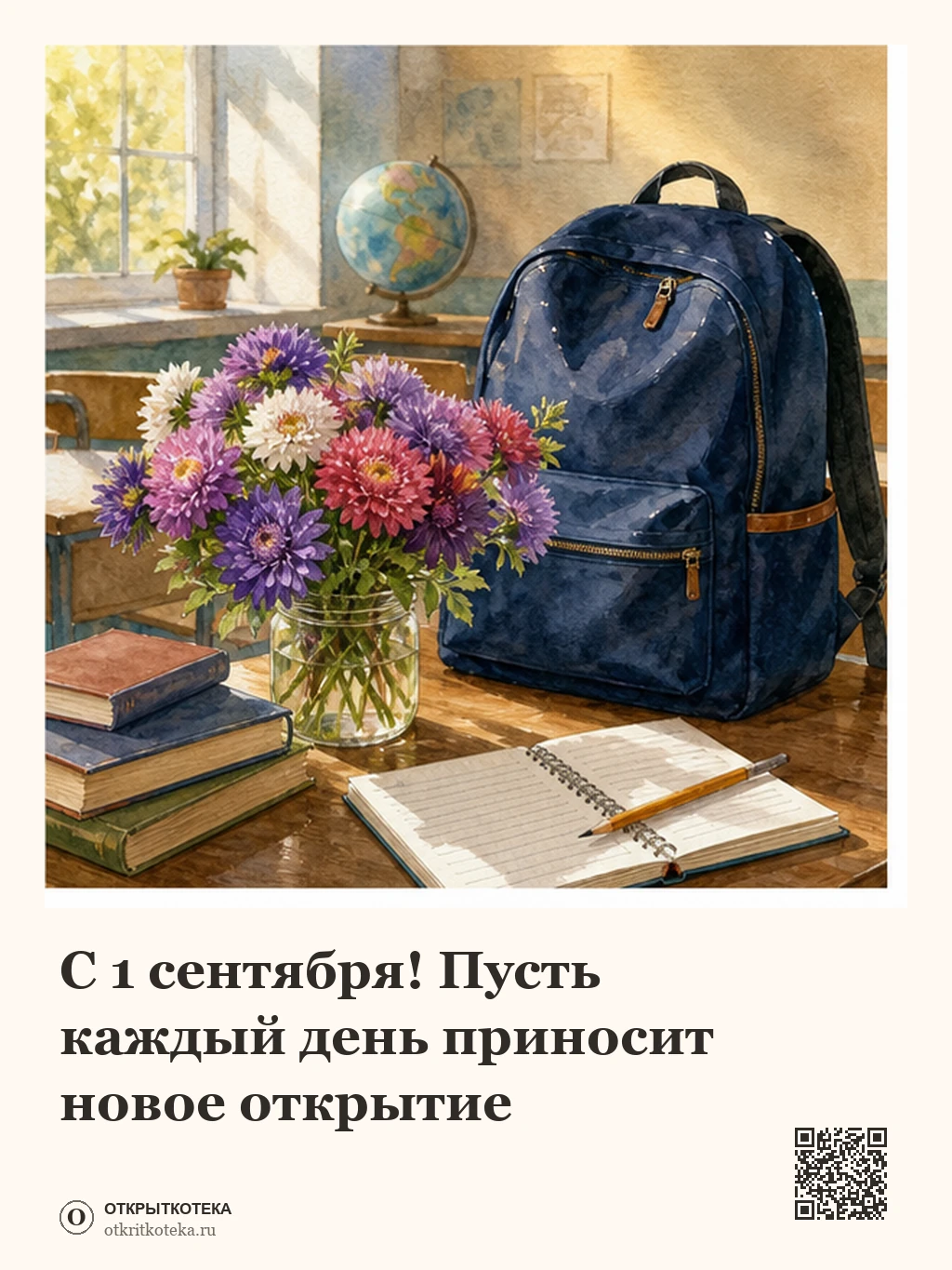 Букет астр у школьного входа