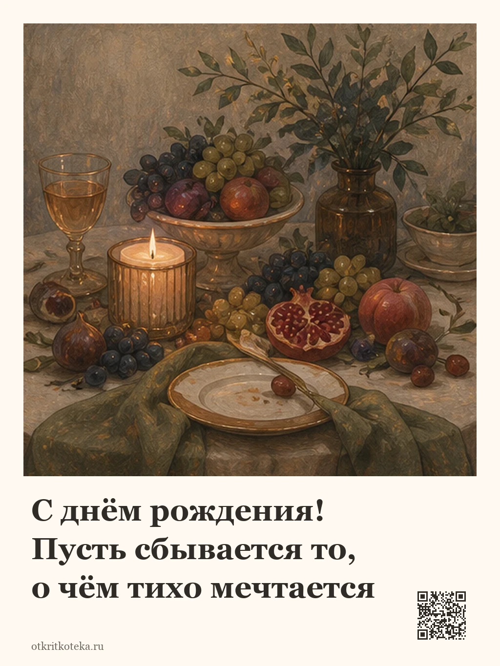 Праздничный стол с фруктами и свечами