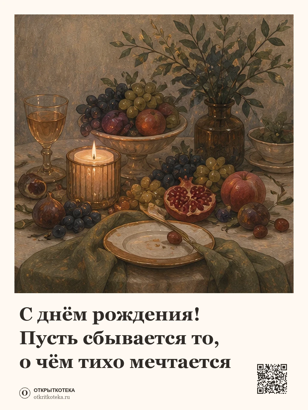 Праздничный стол с фруктами и свечами