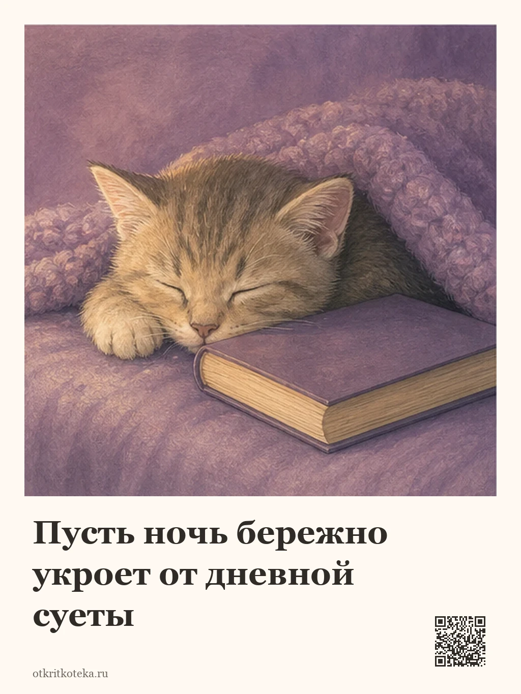 Котёнок уснул рядом с закрытой книгой