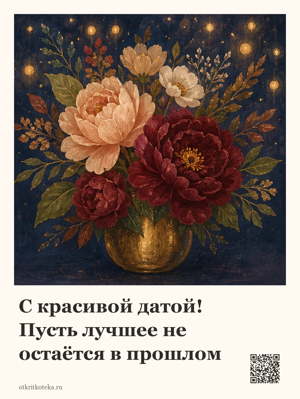 Юбилейный букет на фоне вечерних огней