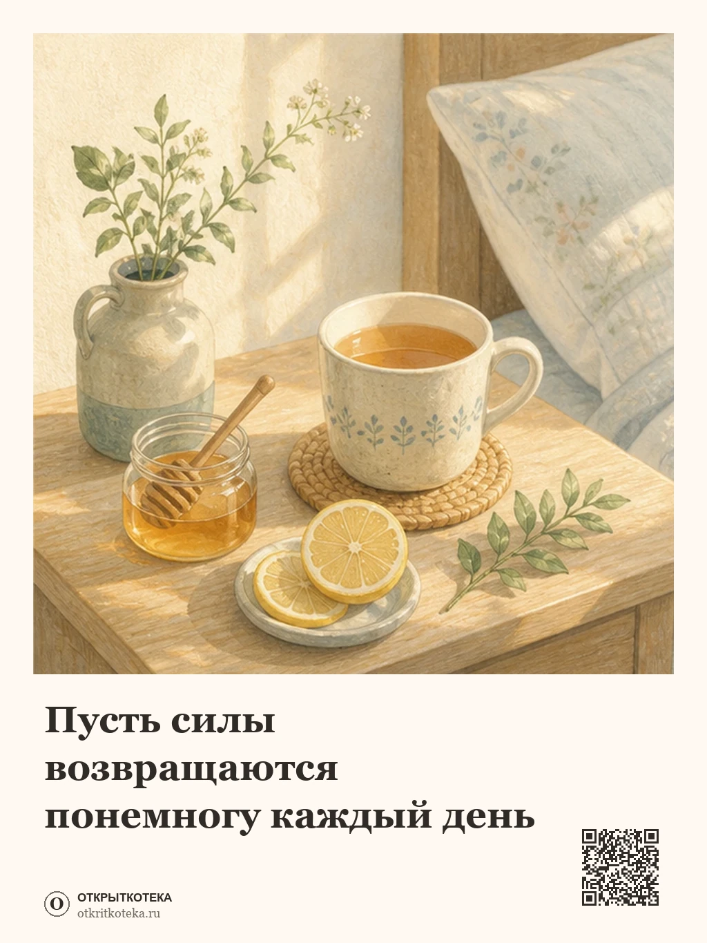 Тёплый чай с мёдом и лимоном у кровати