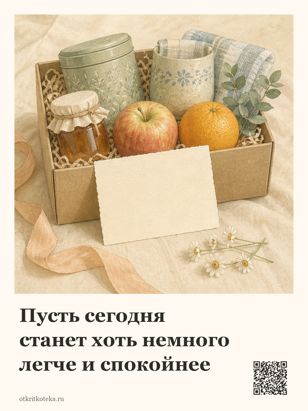 Коробка заботы с фруктами и чаем
