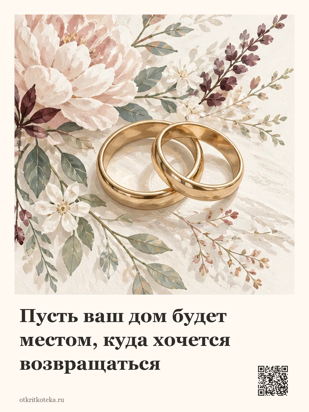 Обручальные кольца среди нежных цветов