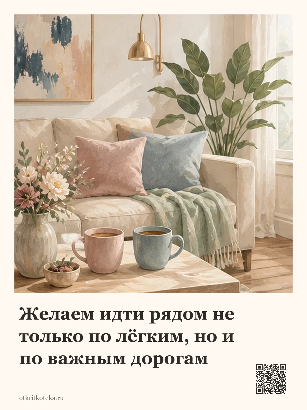 Светлая гостиная будущего семейного дома