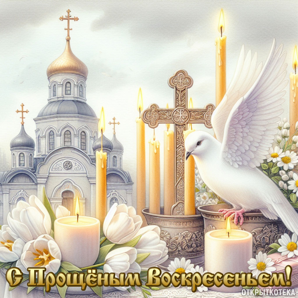 картинка прощёное воскресенье, храм, крест, голубь